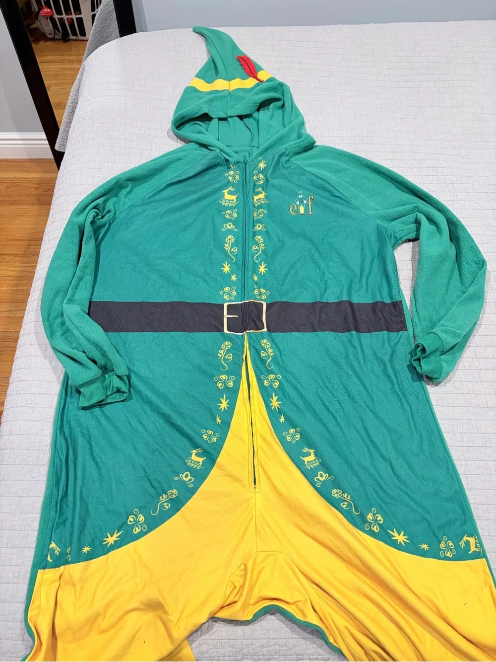 Elf Hooded One Piece Pajama Costume Adult XXL